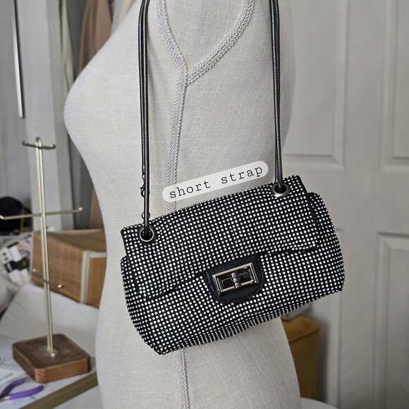 NEW Rhinestone Embellished Single Flap Twist Toggle MINI Bag 8x6x3 inches - Picture 4 of 9